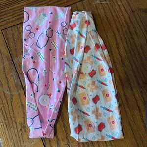 Nurse headbands with buttons for mask.